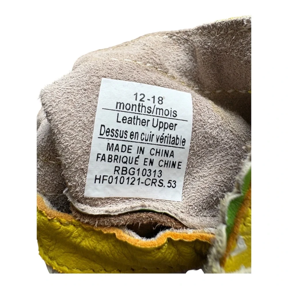 Robeez Pineapple Leather Baby Moccasins Yellow Fruit Soft Sole 12-18 Months